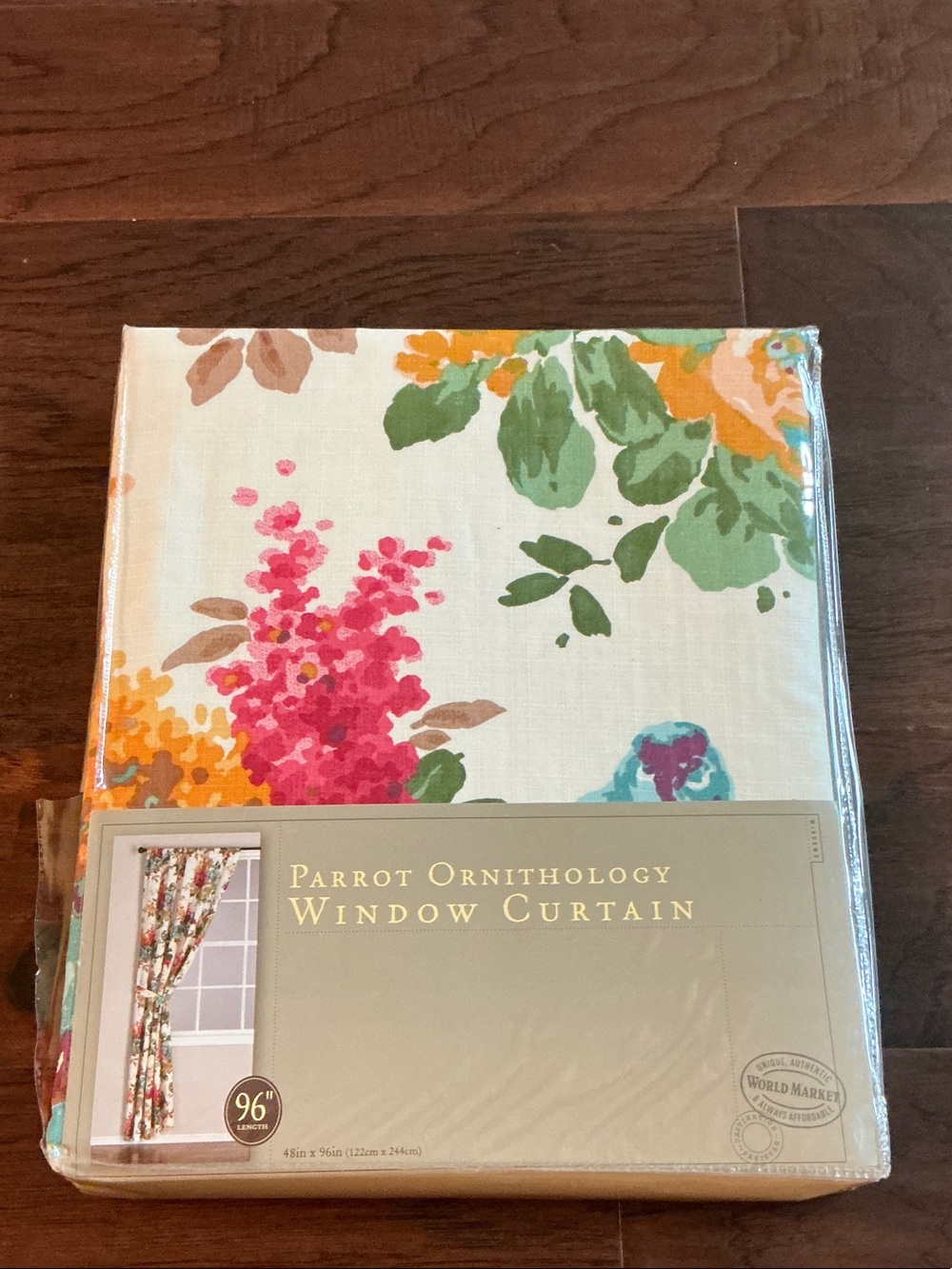 Cost Plus World Market Parrot Ornithology Curtain - Cream, Pink, Green, Orange